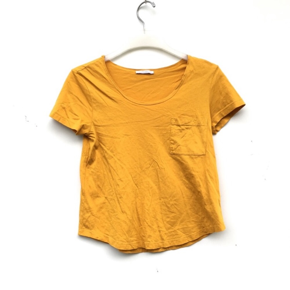 Zara Trafaluc Mustard Pocket Tee